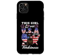 Carcasa para iPhone 11 Pro MAX Girl Loves USA and Her Tonkinese Cat 4th of July Patriotic