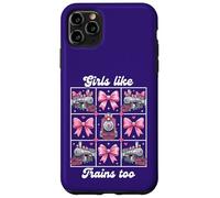 Carcasa para iPhone 11 Pro MAX Girls Like Trains Too Cute Pink Bow Locomotora Coqueta