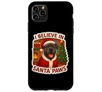 Carcasa para iPhone 11 Pro MAX Gorro de Navidad con Texto en inglés I Believe In Santa Paws Cane Corso Dog Mom Dad