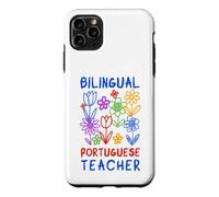 Carcasa para iPhone 11 Pro MAX Gráfico bilingüe de Aula Floral para Profesor portugués