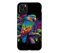 Carcasa para iPhone 11 Pro MAX Gráfico de aerógrafo Retro Colorido Loro pájaro Tropical