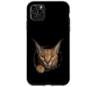 Carcasa para iPhone 11 Pro MAX Gráfico de Animal Caracal Wild Cat Breaking Through Torn Hole