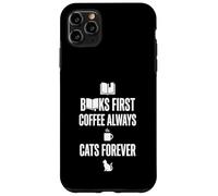Carcasa para iPhone 11 Pro MAX Gráfico Divertido de Books First Coffee Always Cats Forever