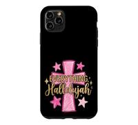 Carcasa para iPhone 11 Pro MAX Hallelujah Christian Girls Pink Cross Preppy Doodles Stars