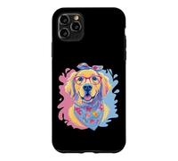 Carcasa para iPhone 11 Pro MAX Happy Golden Retriever Dog Lover Graphic Pink Glasses Azul