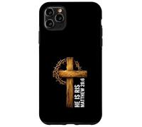 Carcasa para iPhone 11 Pro MAX He Is Risen Cross Crown Thorns Mateo 28:6 Fe Cristiana