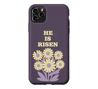 Carcasa para iPhone 11 Pro MAX He Is Risen Daisy Flowers Cita de Pascua Retro Floral