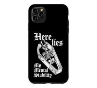 Carcasa para iPhone 11 Pro MAX Here Lies My Mental Stability - Esqueleto de Actitud Divertida