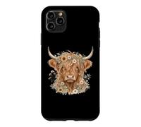 Carcasa para iPhone 11 Pro MAX Highland Cow Mom Corona Floral Girasol Daisy