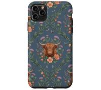 Carcasa para iPhone 11 Pro MAX Highland Cow Thistle Floral Scottish Farm Animal Design