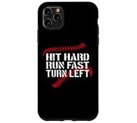 Carcasa para iPhone 11 Pro MAX Hit Hard Run Fast Turn Left Baseball Softball Pun Baseballer