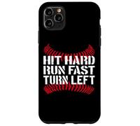 Carcasa para iPhone 11 Pro MAX Hit Hard Run Fast Turn Left Baseball Softball Pun Baseballer