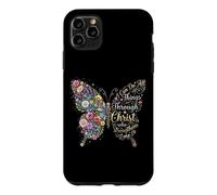 Carcasa para iPhone 11 Pro MAX I Can Do All Things Through Christ Floral Butterfly Faith