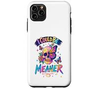 Carcasa para iPhone 11 Pro MAX I Could Be Meaner Skull Butterfly Art, Dark Gothic Floral