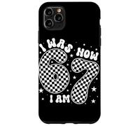 Carcasa para iPhone 11 Pro MAX I Was 6 Now I Am 7 Groovy Retro Checkered 7th Birthday Party