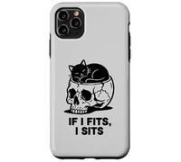 Carcasa para iPhone 11 Pro MAX If I Fits I Sits Cat Skull Funny Gothic Dark Meme Humor 2