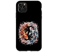 Carcasa para iPhone 11 Pro MAX Japanese Yin Yang Koi Fish Sakura Watercolor