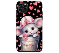 Carcasa para iPhone 11 Pro MAX Kawaii Mouse In Valentines Basket For Girls Cute Heart