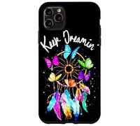 Carcasa para iPhone 11 Pro MAX Keep On Dreamin - Atrapasueños con Plumas de Mariposas Coloridas