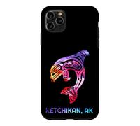 Carcasa para iPhone 11 Pro MAX Ketchikan Alaska SE Nativo Americano Indio Orca Asesino Ballena