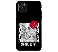 Carcasa para iPhone 11 Pro MAX Kioto Japón Pagoda Torii Puerta Rojo Sol Bosquejo Retro