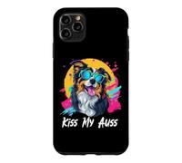 Carcasa para iPhone 11 Pro MAX Kiss My Auss Retro 80s 90s Black Australian Shepherd Lover