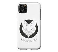 Carcasa para iPhone 11 Pro MAX Krampus Cat Horror Xmas Illustration Horned Cat w Tongue