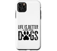 Carcasa para iPhone 11 Pro MAX La Vida es Mejor con el diseño de Huellas de mi Perro