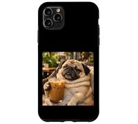 Carcasa para iPhone 11 Pro MAX Lazy Sunday Coffee Pug Funny Relaxing Meme