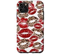 Carcasa para iPhone 11 Pro MAX Leopard Lipstick Lips Kiss Kisses Cheetah Y2K Mujeres Niñas