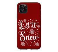 Carcasa para iPhone 11 Pro MAX Let It Snow Copos de Nieve Letras Invierno Diseño Blanco