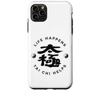 Carcasa para iPhone 11 Pro MAX Life Happens Tai Chi Ayuda a la caligrafía China Ying y Yang