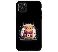 Carcasa para iPhone 11 Pro MAX Linda Vaca Escocesa de Las Tierras Altas Divertido café Adicto Bebida Vaquera
