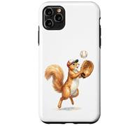 Carcasa para iPhone 11 Pro MAX Lindo Atrapador de Jugador de béisbol de Ardilla, Arte de Acuarela