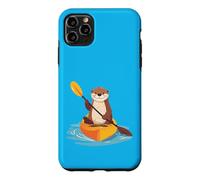 Carcasa para iPhone 11 Pro MAX Lindo gráfico de Nutria Marina remando un Kayak Divertido Estilo Kawaii