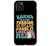 Carcasa para iPhone 11 Pro MAX Lindo Karma Es Un Gato Furring En Mi Regazo Porque Me Ama
