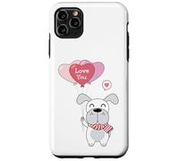 Carcasa para iPhone 11 Pro MAX Lindo Perro con un Globo de corazón Te Amo