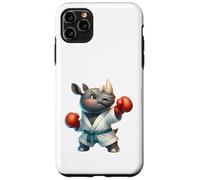 Carcasa para iPhone 11 Pro MAX Lindo Rhino Boxeo Artes Marciales Personaje Animal Diseño