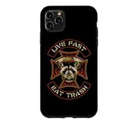Carcasa para iPhone 11 Pro MAX Live Fast Eat Trash Raccoon Trashpanda Lowbrow Retro Biker