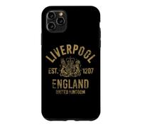 Carcasa para iPhone 11 Pro MAX Liverpool EST. 1207 Inglaterra Reino Unido Regal Golden Print Distressed