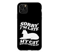 Carcasa para iPhone 11 Pro MAX Lo Siento, llego Tarde, mi Gato Estaba Sentado Encima de mí, Amante de los Gatos