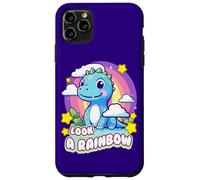 Carcasa para iPhone 11 Pro MAX Look a Rainbow Cute Dinosaur with a Rainbow and Stars