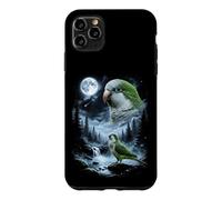 Carcasa para iPhone 11 Pro MAX Loro cuáquero Aullando a la Luna 90's Retro Monk Parakeet