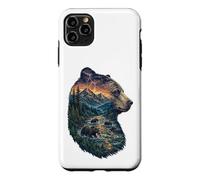 Carcasa para iPhone 11 Pro MAX Majestic Bear Mountain River Wildlife Exposición Doble Excursionistas