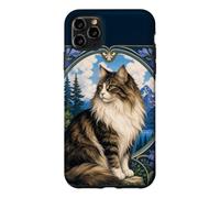 Carcasa para iPhone 11 Pro MAX Majestic Gato de Pelo Largo Art Nouveau Mountain