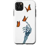 Carcasa para iPhone 11 Pro MAX Mano de Esqueleto con Mariposa monarca en Estilo de Arte Vintage