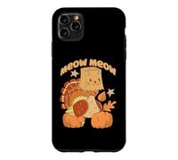 Carcasa para iPhone 11 Pro MAX Meow Meow Divertido Día de Acción de Gracias Pavo Gato Amante Gatito