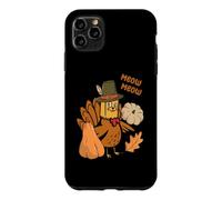 Carcasa para iPhone 11 Pro MAX Meow Meow Divertido Día de Acción de Gracias Pavo Gato Amante Gatito