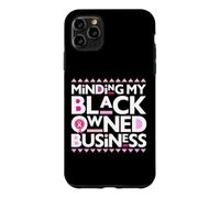 Carcasa para iPhone 11 Pro MAX Minding My Own Black Business Apoyando el Cáncer de Mama Rosa