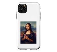 Carcasa para iPhone 11 Pro MAX Mona Lisa enviando Mensajes de Texto Arte Divertido